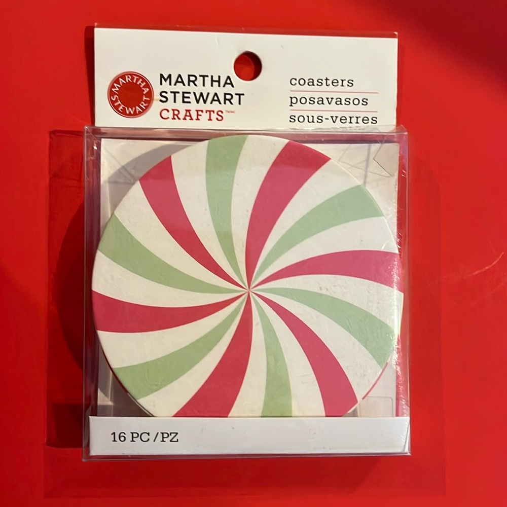 NEW Martha Stewart Crafts 16 Coasters Peppermint Candies Holiday Christmas
